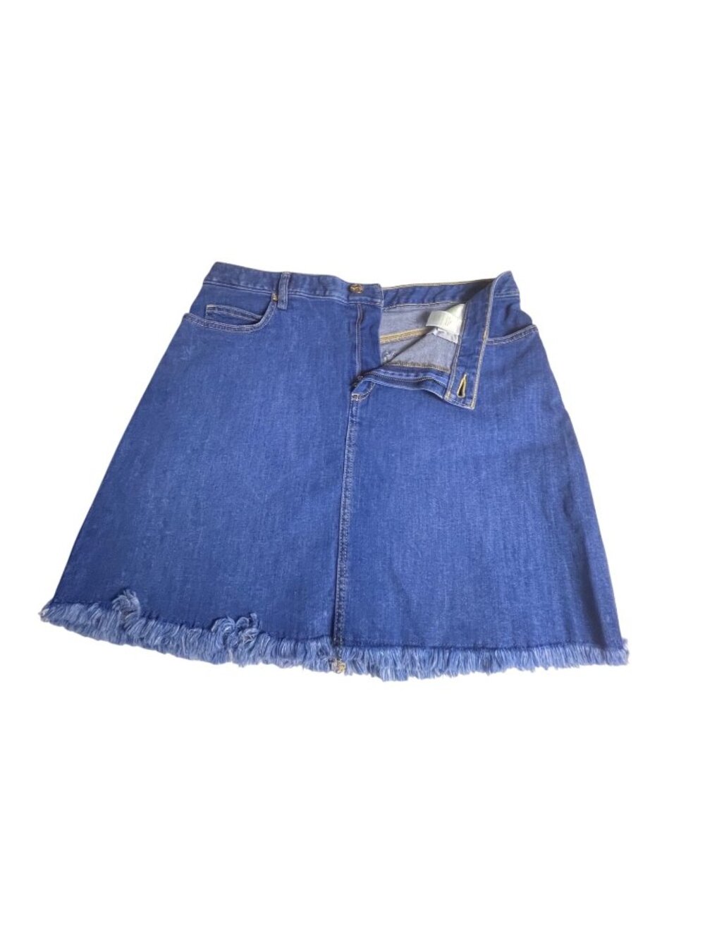Lilly Pulitzer Women's Blue Frayed Hem Denim Mini Skirt 12 Stretch Casual